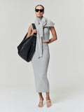 Womens Rib Knit Long Skirt
