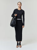 Womens Rib Knit Long Skirt
