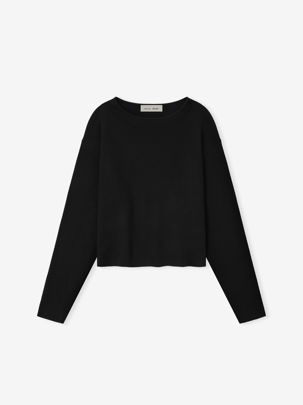 Womens Rib Knit Modern Cropped Boatneck
