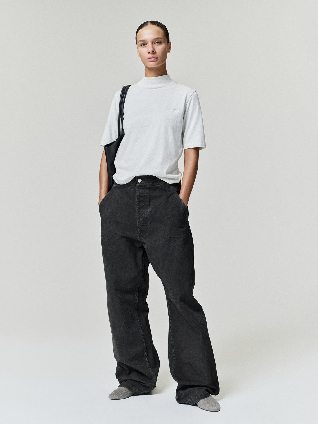 Womens Slim Mock Neck Tee